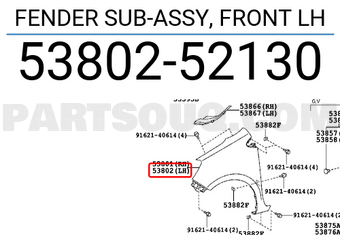 Toyota 5380252130 FENDER SUB-ASSY, LH