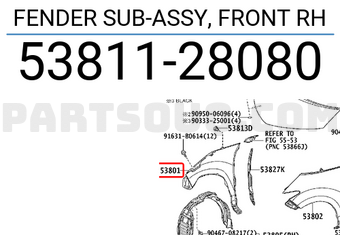 Toyota 5381128080 FENDER SUB-ASSY, FRONT RH