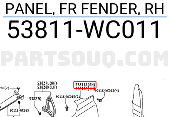Toyota 53811WC011 PANEL, FR FENDER, RH
