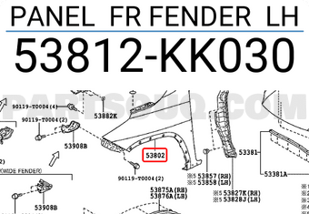 Toyota 53812KK030 PANEL FR FENDER LH
