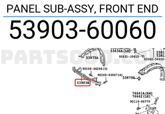 Toyota 5390360060 PANEL SUB-ASSY, FRONT END