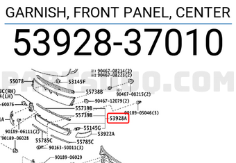 Toyota 5392837010 GARNISH, FRONT PANEL, CENTER