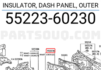 Toyota 5522360230 INSULATOR, DASH PANEL, OUTER