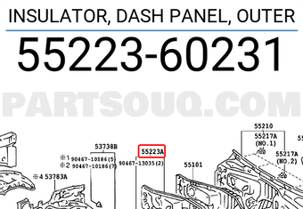 Toyota 5522360231 INSULATOR, DASH PANEL, OUTER