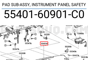 Toyota 5540160901C0 PAD SUB-ASSY, INSTRUMENT PANEL SAFETY