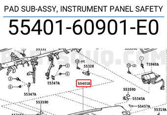 Toyota 5540160901E0 PAD SUB-ASSY, INSTRUMENT PANEL SAFETY