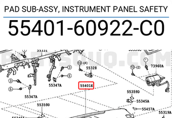 Toyota 5540160922C0 PAD SUB-ASSY, INSTRUMENT PANEL SAFETY