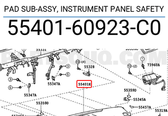 Toyota 5540160923C0 PAD SUB-ASSY, INSTRUMENT PANEL SAFETY
