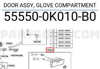 Toyota 555500K010B0 DOOR ASSY, GLOVE COMPARTMENT