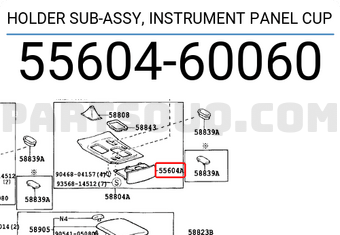 Toyota 5560460060 HOLDER SUB-ASSY, INSTRUMENT PANEL CUP