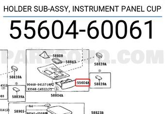 Toyota 5560460061 HOLDER SUB-ASSY, INSTRUMENT PANEL CUP