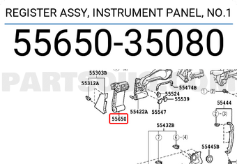 Toyota 5565035080 REGISTER ASSY, INSTRUMENT PANEL, NO.1