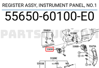 Toyota 5565060100E0 REGISTER ASSY, INSTRUMENT PANEL, NO.1