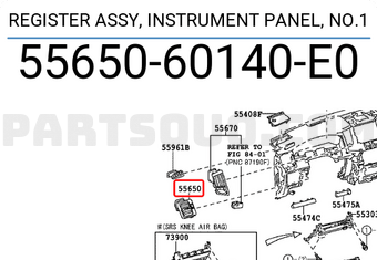 Toyota 5565060140E0 REGISTER ASSY, INSTRUMENT PANEL, NO.1