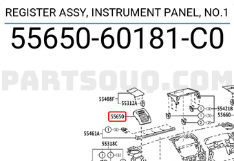 Toyota 5565060181C0 REGISTER ASSY, INSTRUMENT PANEL, NO.1