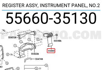 Toyota 5566035130 REGISTER ASSY, INSTRUMENT PANEL, NO.2