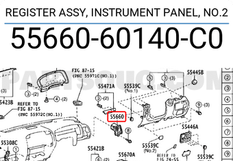 Toyota 5566060140C0 REGISTER ASSY, INSTRUMENT PANEL, NO.2