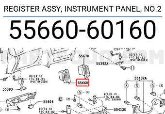 Toyota 5566060160 REGISTER ASSY, INSTRUMENT PANEL, NO.2