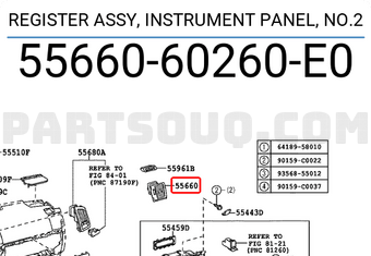 Toyota 5566060260E0 REGISTER ASSY, INSTRUMENT PANEL, NO.2