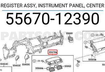 Toyota 5567012390 REGISTER ASSY, INSTRUMENT PANEL, CENTER