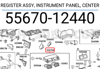 Toyota 5567012440 REGISTER ASSY, INSTRUMENT PANEL, CENTER