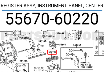 Toyota 5567060220 REGISTER ASSY, INSTRUMENT PANEL, CENTER