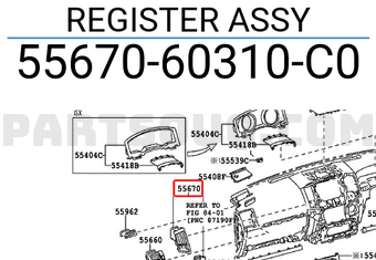 Toyota 5567060310C0 REGISTER ASSY
