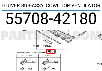 Toyota 5570842180 LOUVER SUB-ASSY, COWL TOP VENTILATOR