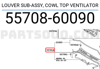 Toyota 5570860090 LOUVER SUB-ASSY, COWL TOP VENTILATOR