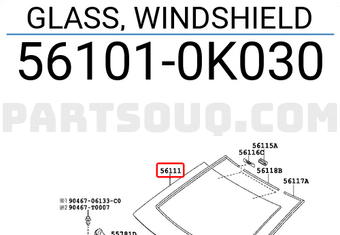 Toyota 561010K030 GLASS, WINDSHIELD