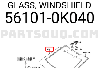 Toyota 561010K040 GLASS, WINDSHIELD