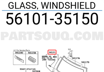Toyota 5610135150 GLASS, WINDSHIELD
