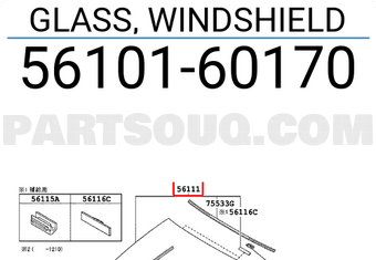 Toyota 5610160170 GLASS, WINDSHIELD