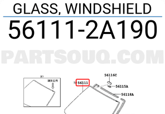 Toyota 561112A190 GLASS, WINDSHIELD