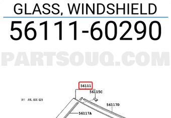 Toyota 5611160290 GLASS, WINDSHIELD