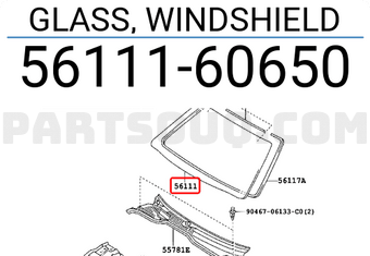 Toyota 5611160650 GLASS, WINDSHIELD