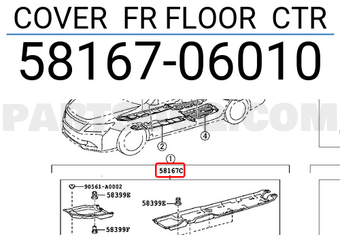 Toyota 5816706010 COVER FR FLOOR CTR