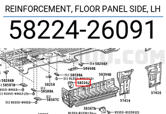 Toyota 5822426091 REINFORCEMENT, FLOOR PANEL SIDE, LH