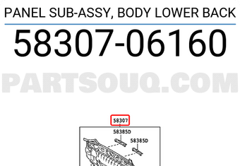 Toyota 5830706160 PANEL SUB-ASSY, BODY LOWER BACK