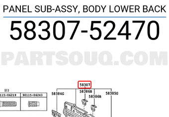 Toyota 5830752470 PANEL SUB-ASSY, BODY LOWER BACK