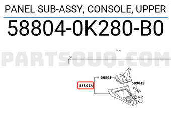 Toyota 588040K280B0 PANEL SUB-ASSY, CONSOLE, UPPER