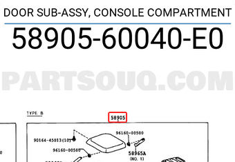 Toyota 5890560040E0 DOOR SUB-ASSY, CONSOLE COMPARTMENT