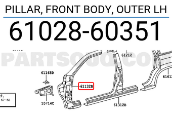 Toyota 6102860351 PILLAR, FRONT BODY, OUTER LH