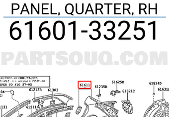 Toyota 6160133251 PANEL, QUARTER, RH