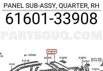 Toyota 6160133908 PANEL SUB-ASSY, QUARTER, RH