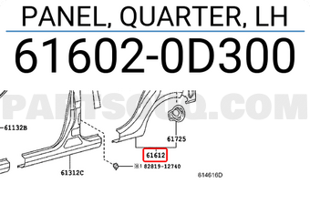 Toyota 616020D300 PANEL, QUARTER, LH