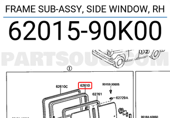 Toyota 6201590K00 FRAME SUB-ASSY, SIDE WINDOW, RH