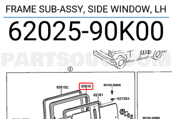 Toyota 6202590K00 FRAME SUB-ASSY, SIDE WINDOW, LH