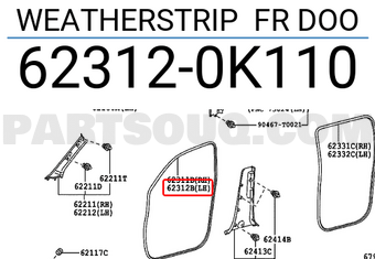 Toyota 623120K110 WEATHERSTRIP FR DOO