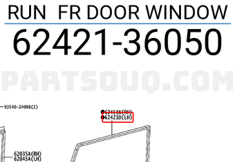 Toyota 6242136050 RUN FR DOOR WINDOW